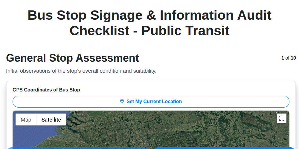 bus stop signage information audit checklist public transit screenshot