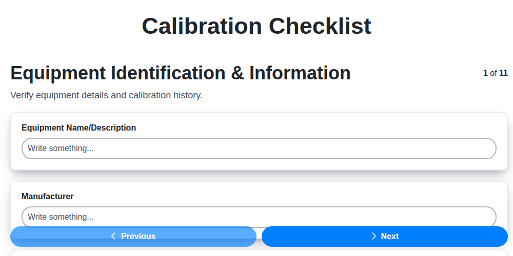 calibration checklist screenshot