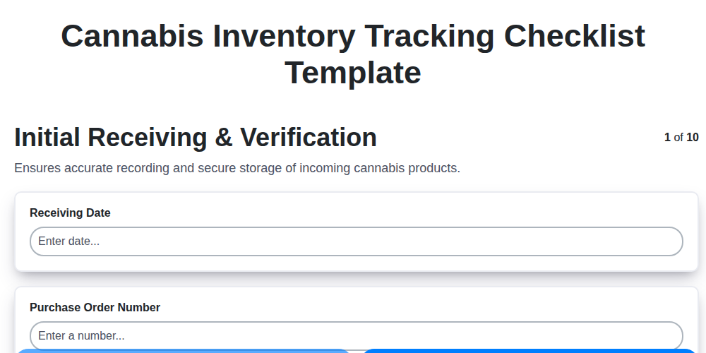 cannabis inventory tracking checklist template screenshot