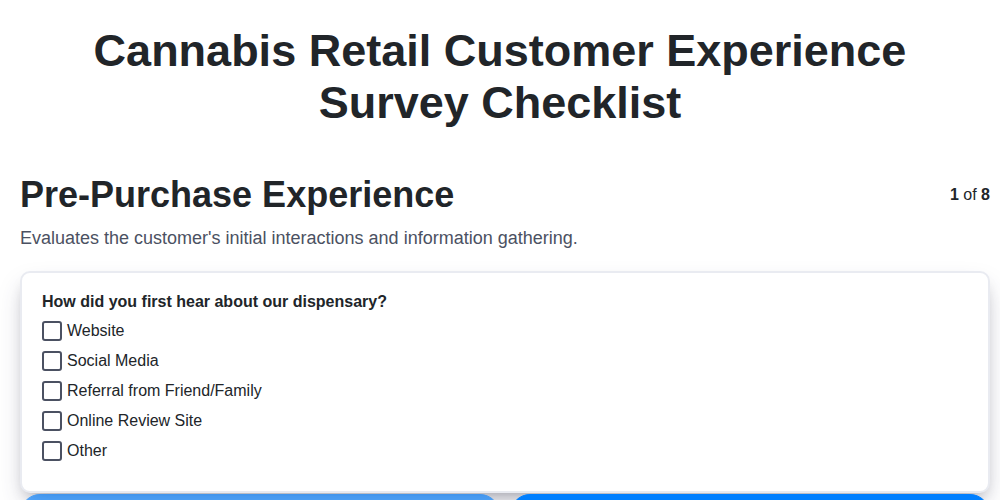 cannabis retail customer experience survey checklist screenshot