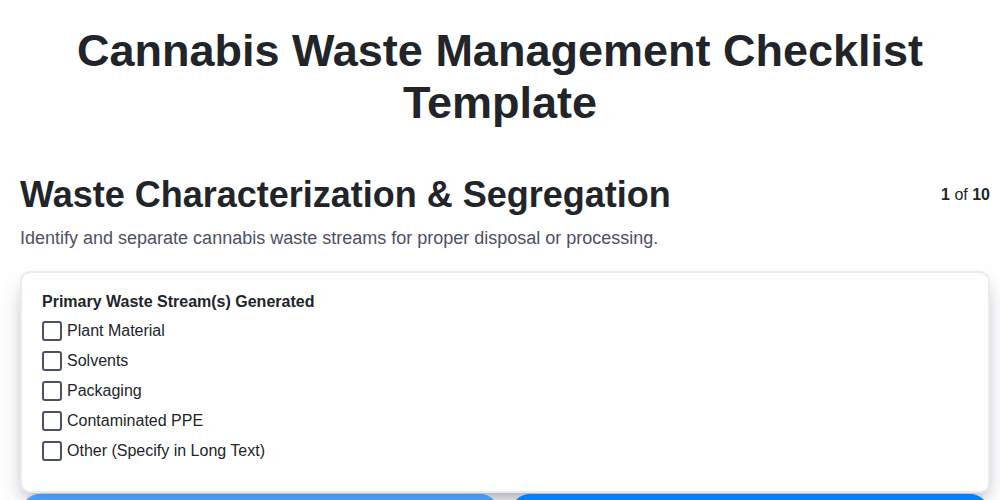 cannabis waste management checklist template screenshot