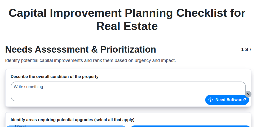 capital improvement planning checklist for real estate screenshot