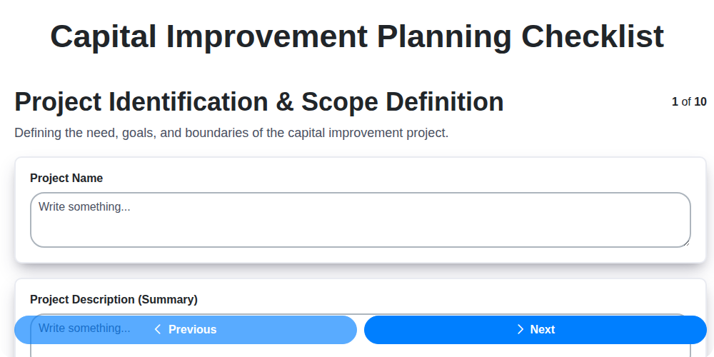 capital improvement planning checklist screenshot