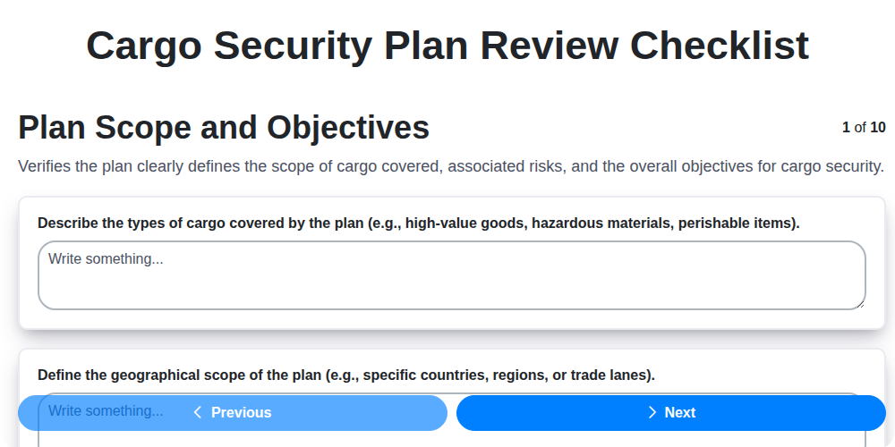 cargo security plan review screenshot