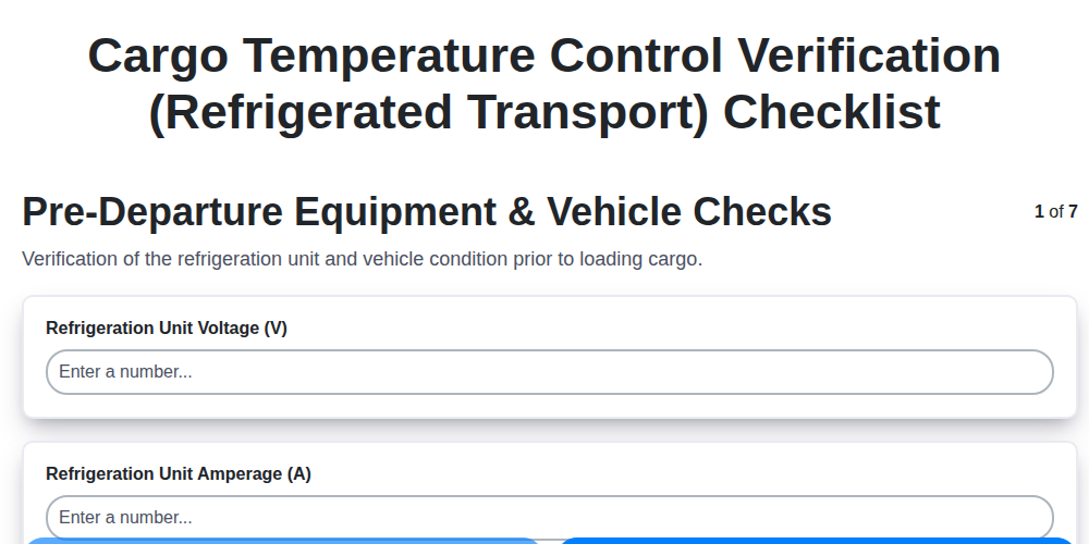 cargo temperature control verification refrigerated transport screenshot