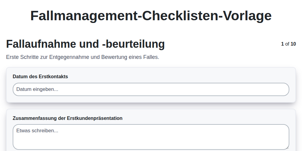 Fallmanagement-Checklisten-Vorlage screenshot