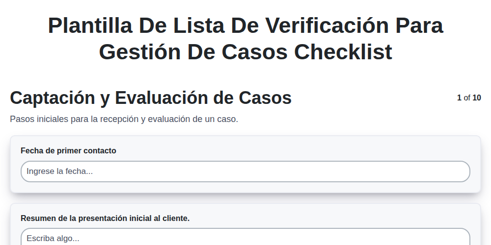 Plantilla de Lista de Verificación para Gestión de Casos screenshot