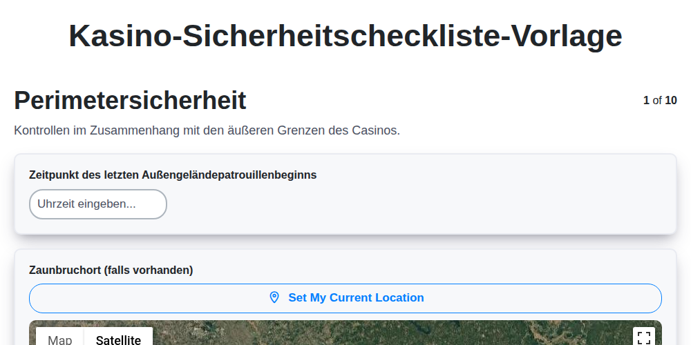 Kasino-Sicherheitscheckliste-Vorlage screenshot
