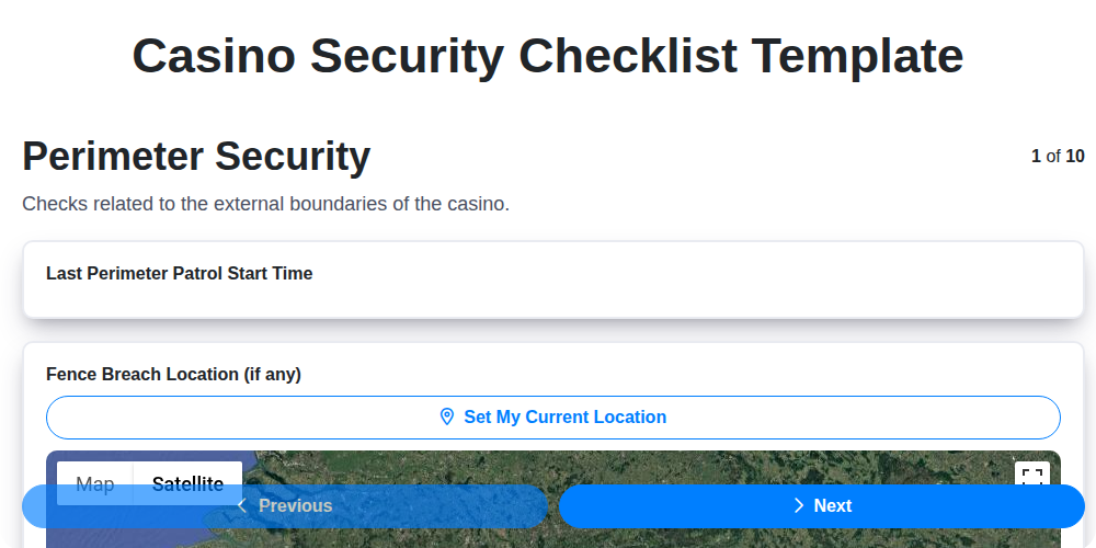 casino security checklist template screenshot