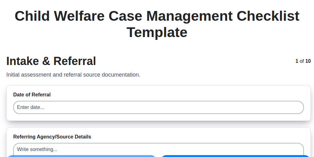 child welfare case management checklist template screenshot