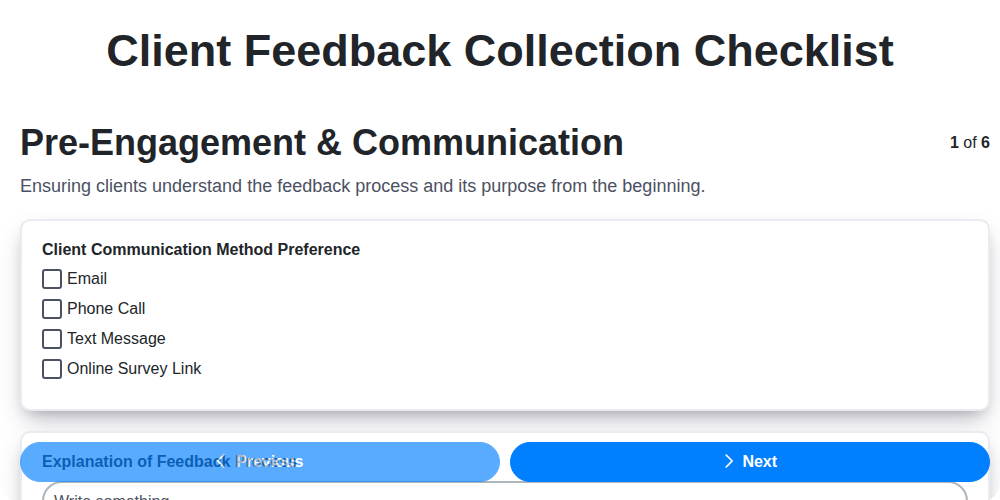 client feedback collection checklist screenshot