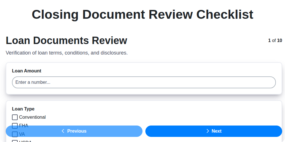 closing document review checklist screenshot