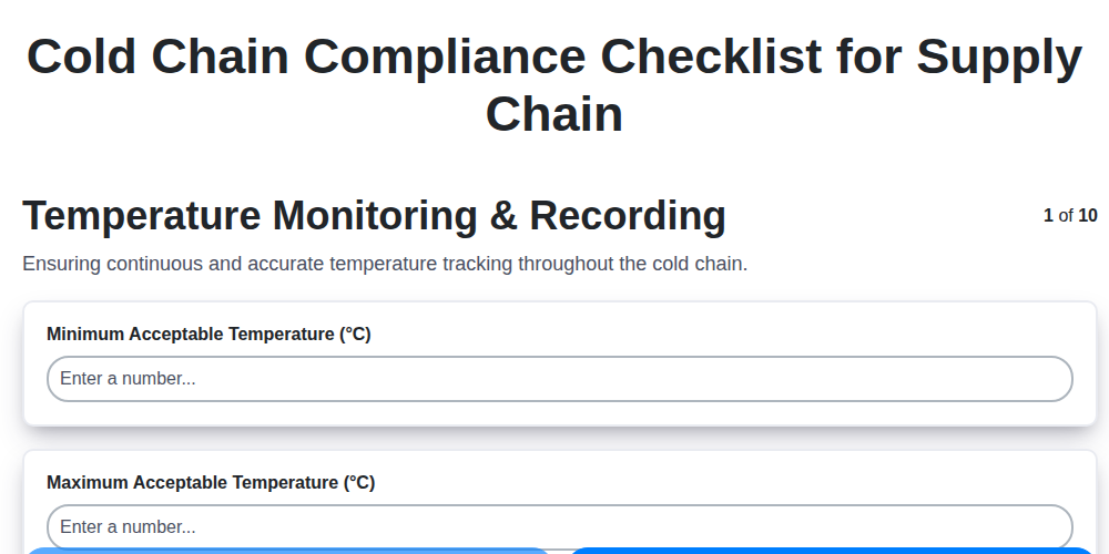 cold chain compliance checklist for supply chain screenshot