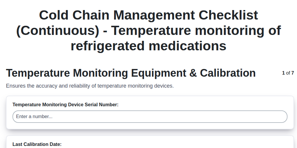 cold chain management checklist continuous temperature monitoring of refrigerated medications screenshot
