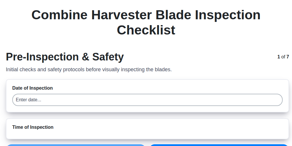 combine harvester blade inspection screenshot