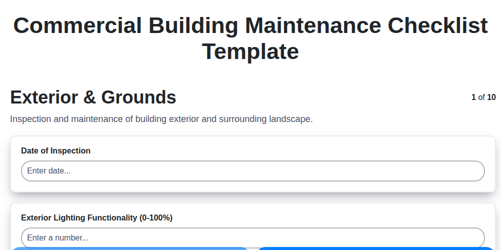 commercial building maintenance checklist template screenshot