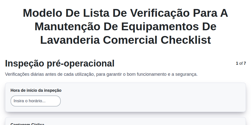 Modelo de Lista de Verificação para a Manutenção de Equipamentos de Lavanderia Comercial screenshot