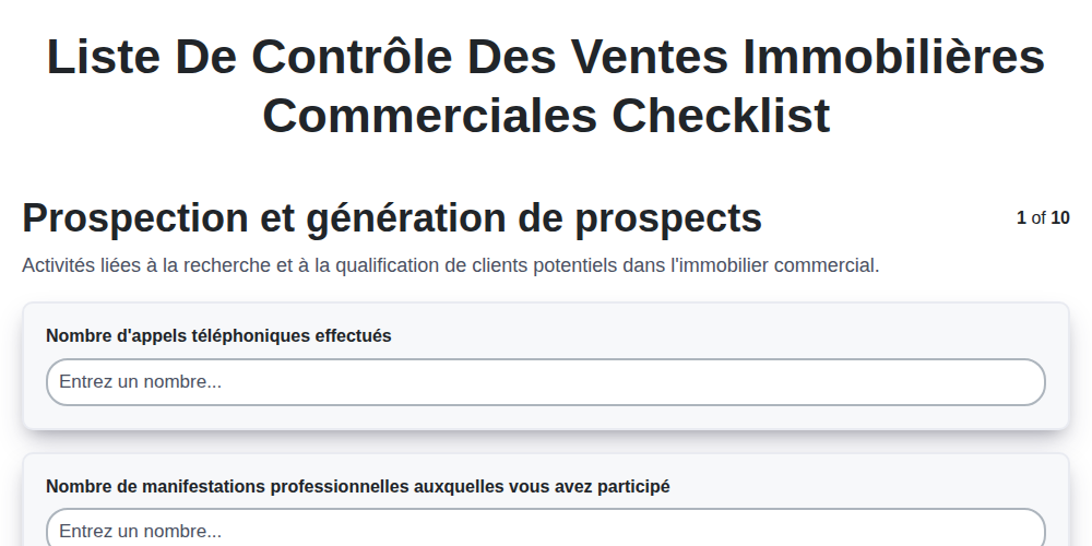 Liste de contrôle des ventes immobilières commerciales screenshot