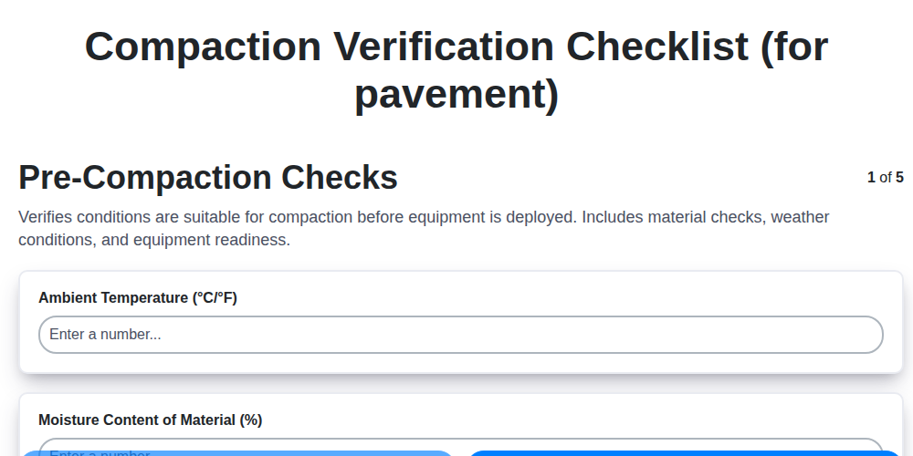 compaction verification checklist for pavement screenshot