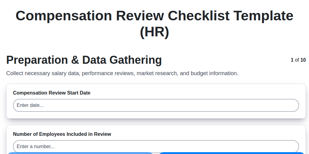 compensation review checklist template hr screenshot