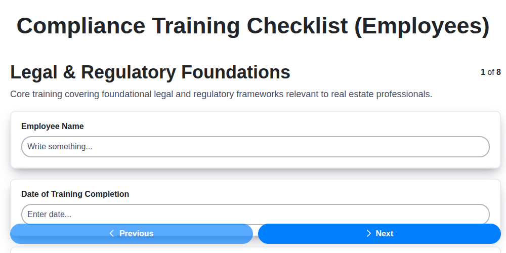 compliance training checklist employees screenshot