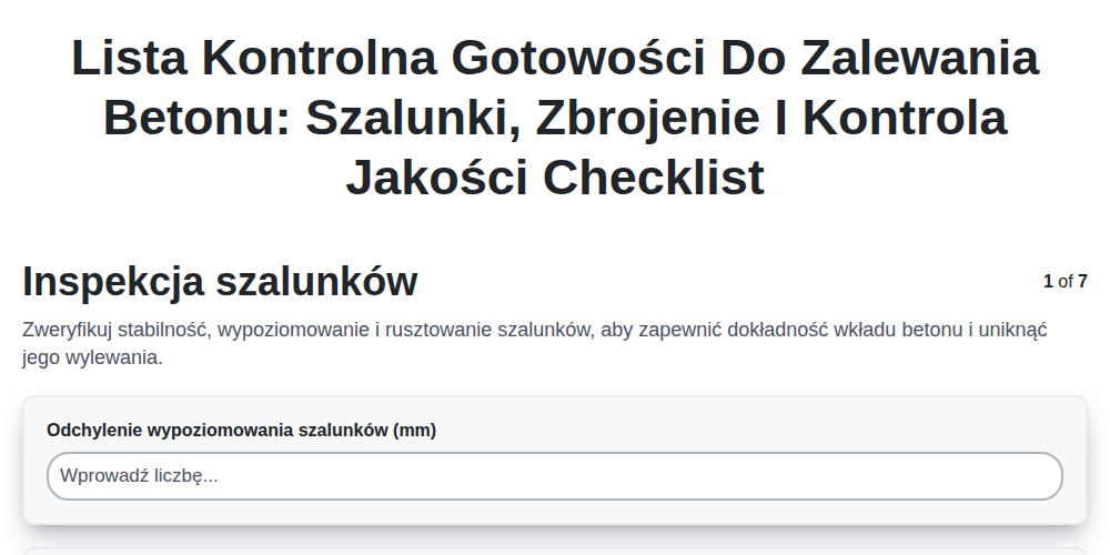 Lista kontrolna gotowości do zalewania betonu: Szalunki, zbrojenie i kontrola jakości