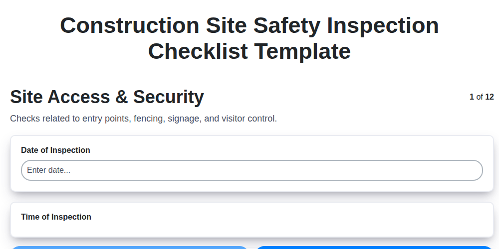 construction site safety inspection checklist template screenshot