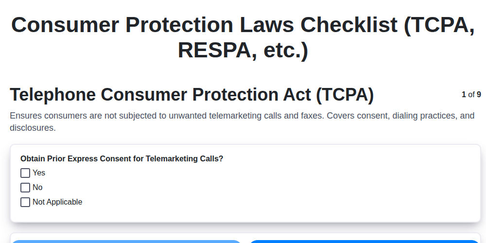 consumer protection laws checklist tcpa respa etc screenshot