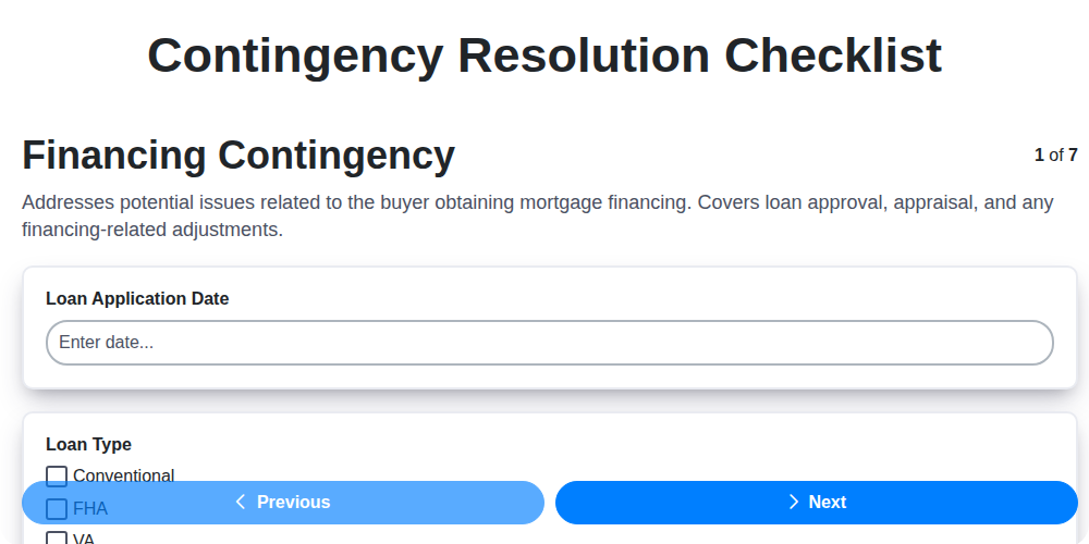 contingency resolution checklist screenshot