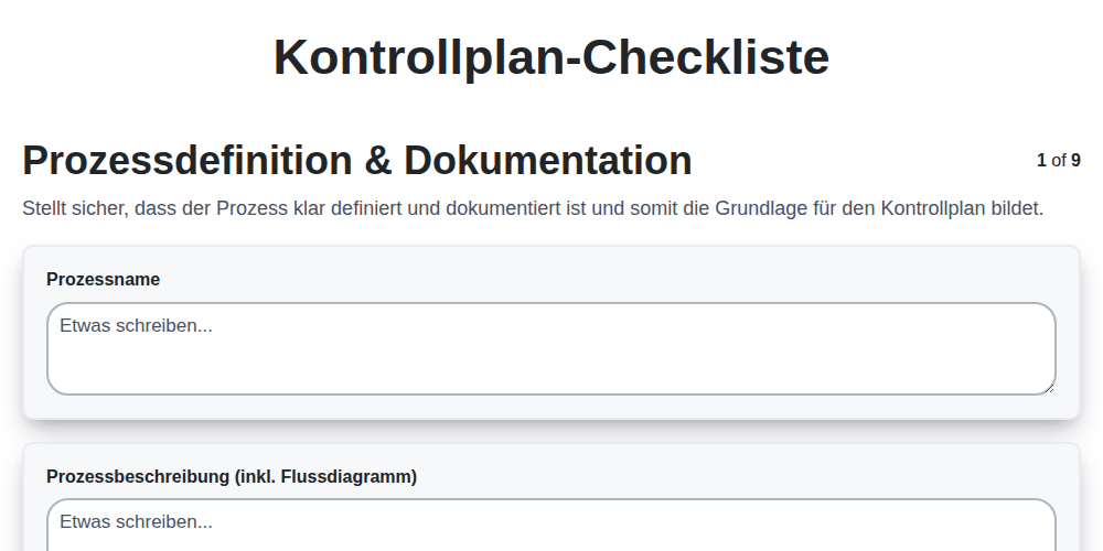 Kontrollplan-Checkliste screenshot
