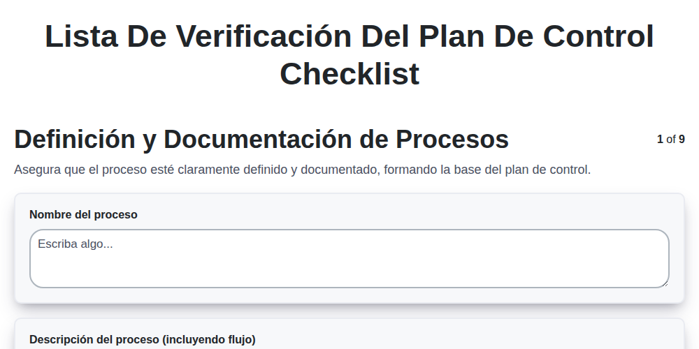 Lista de verificación del plan de control screenshot