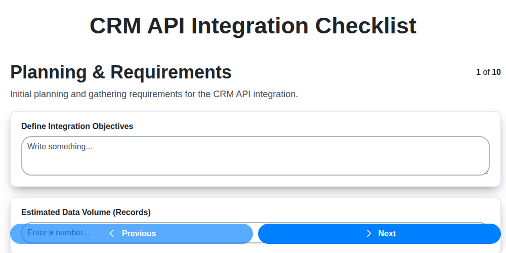 crm api integration checklist screenshot