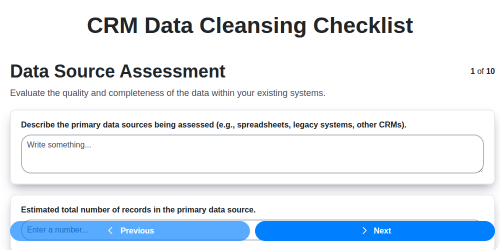 crm data cleansing checklist screenshot