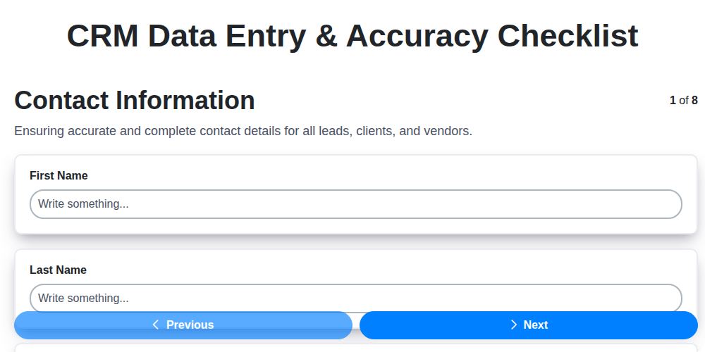 crm data entry accuracy checklist screenshot