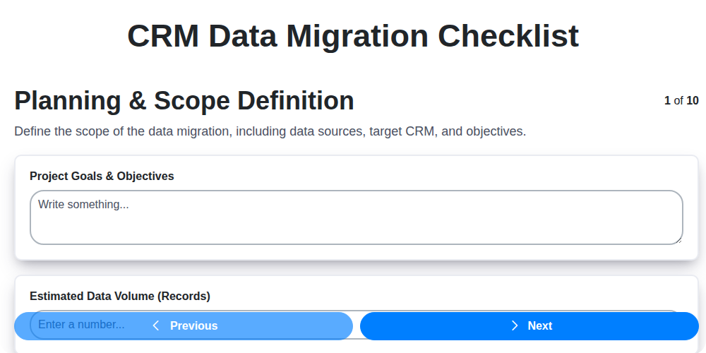 crm data migration checklist screenshot