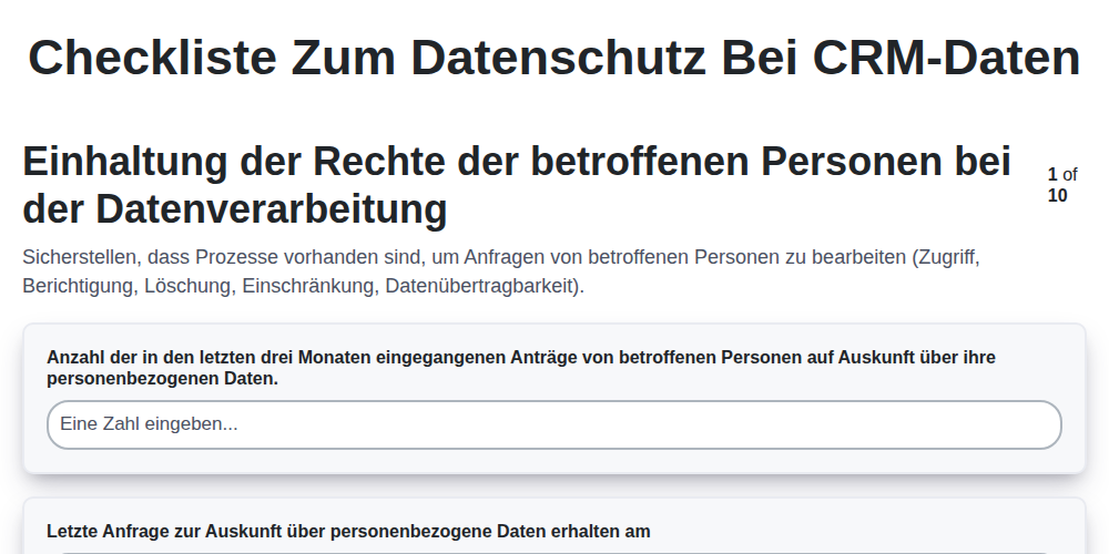Checkliste zum Datenschutz bei CRM-Daten screenshot