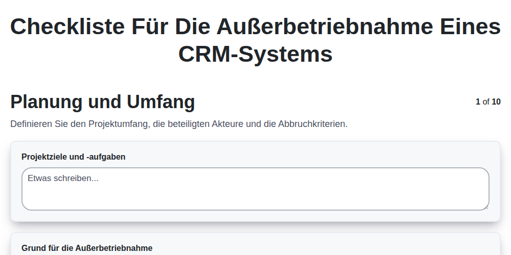 Checkliste für die Außerbetriebnahme eines CRM-Systems screenshot