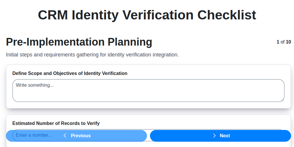 crm identity verification checklist screenshot