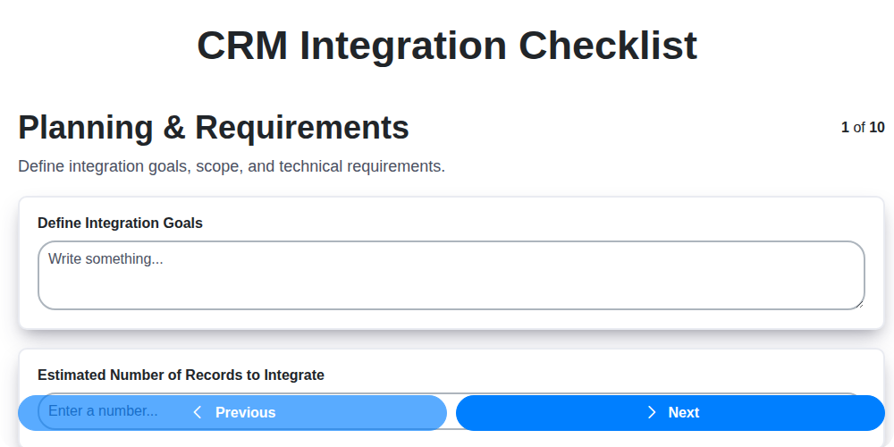 crm integration checklist screenshot