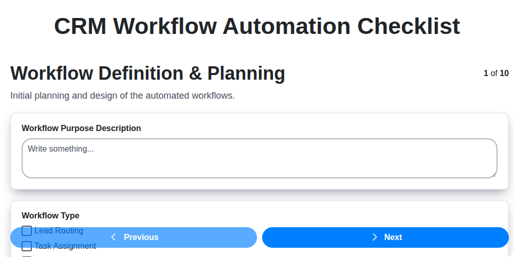 crm workflow automation checklist screenshot