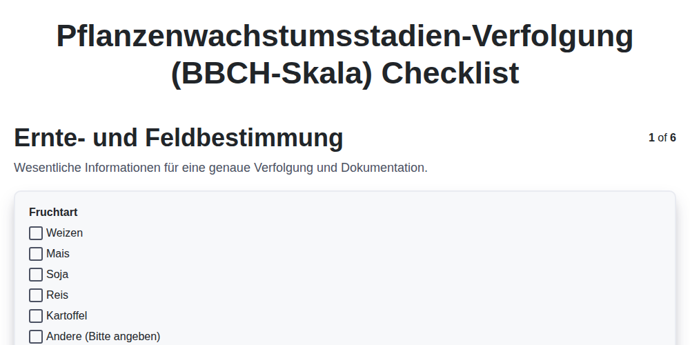Pflanzenwachstumsstadien-Verfolgung (BBCH-Skala) screenshot