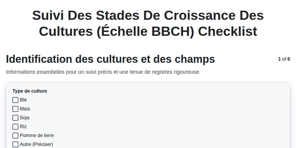 Suivi des stades de croissance des cultures (échelle BBCH) screenshot