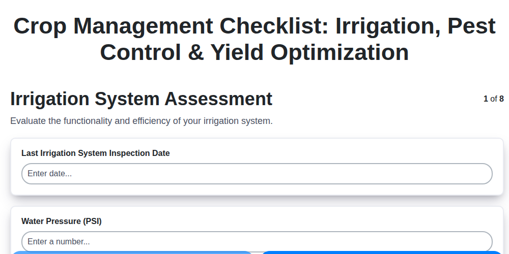 crop management checklist irrigation pest control yield optimization screenshot