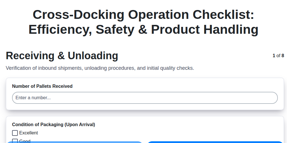 cross docking operation checklist efficiency safety product handling screenshot