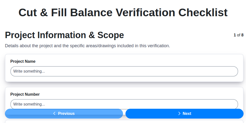 cut fill balance verification checklist screenshot