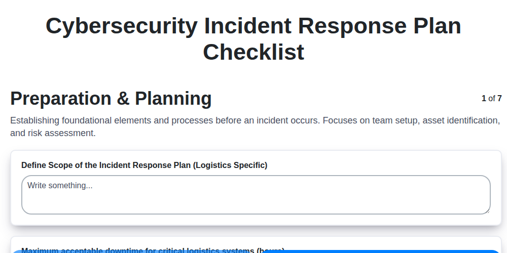 cybersecurity incident response plan screenshot