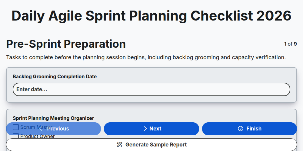 Daily Agile Sprint Planning Checklist 2026