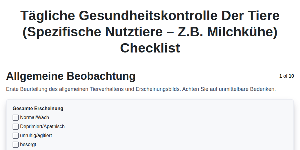 Tägliche Gesundheitskontrolle der Tiere (Spezifische Nutztiere – z.B. Milchkühe) screenshot