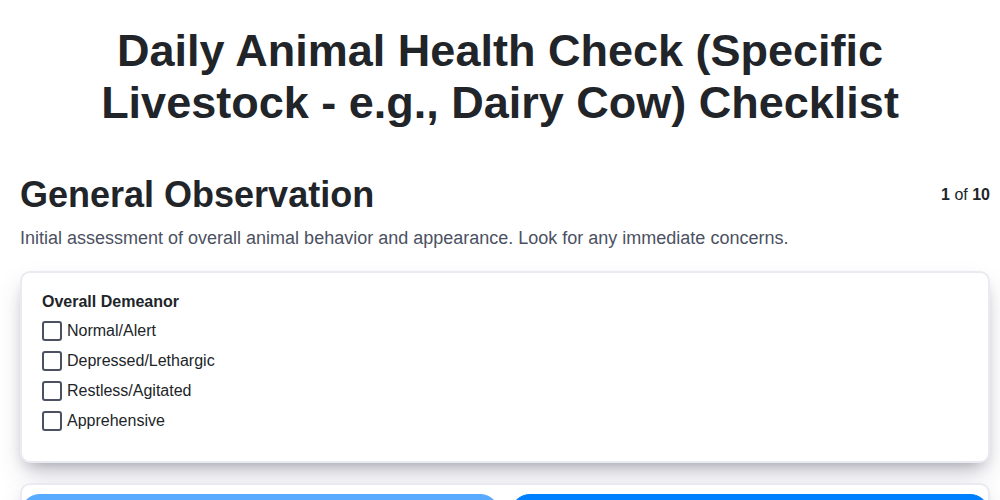 daily animal health check specific livestock e g dairy cow screenshot