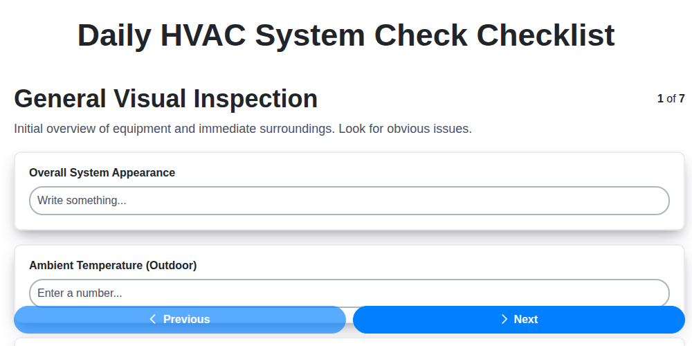 daily hvac system check screenshot
